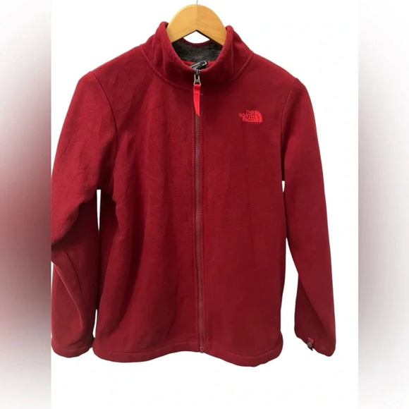 The North Face Fleece Jacket Boys Large Red Zip Lined Sherpa Outdoor Youth - Picture 1 of 2